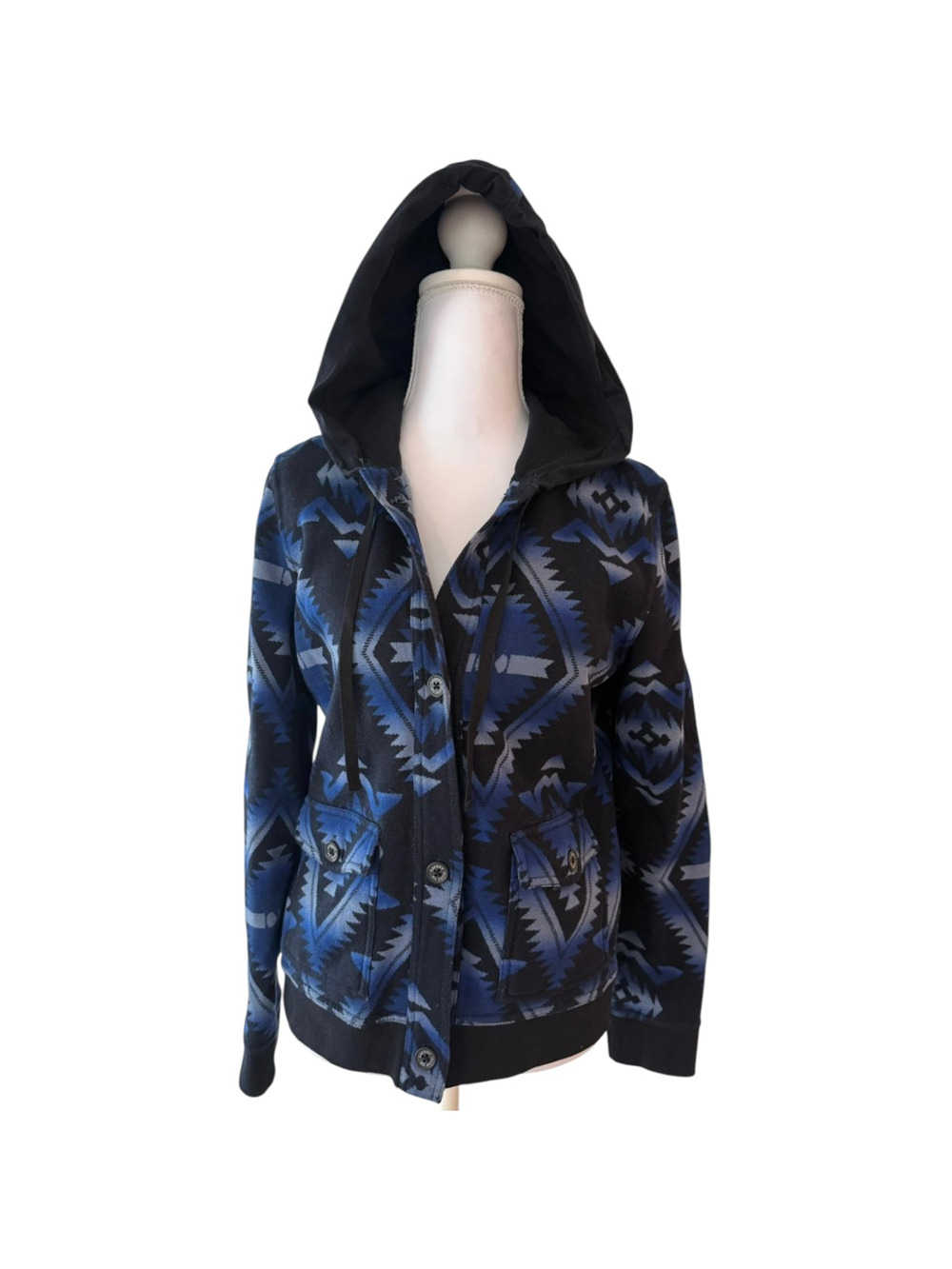 Lauren Jeans Co Ralph Lauren Aztec Hoodie Jacket Blue Southwest Print Size Small